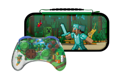 Turtle Beach | PDP REALMz Wireless Gaming Controller: Minecraft Forest Biome + Travel Case Plus Minecraft Forest Battle for Nintendo Switch Bundle